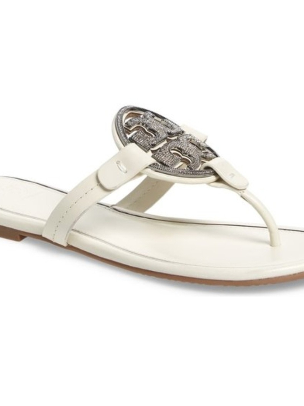 Tory Burch Metal Miller Embellished Sandals White Size 8